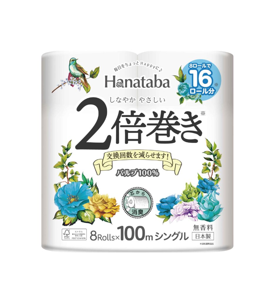 Hanataba 2倍巻き 8ロール （シングル・パルプ） | 丸富製紙株式会社